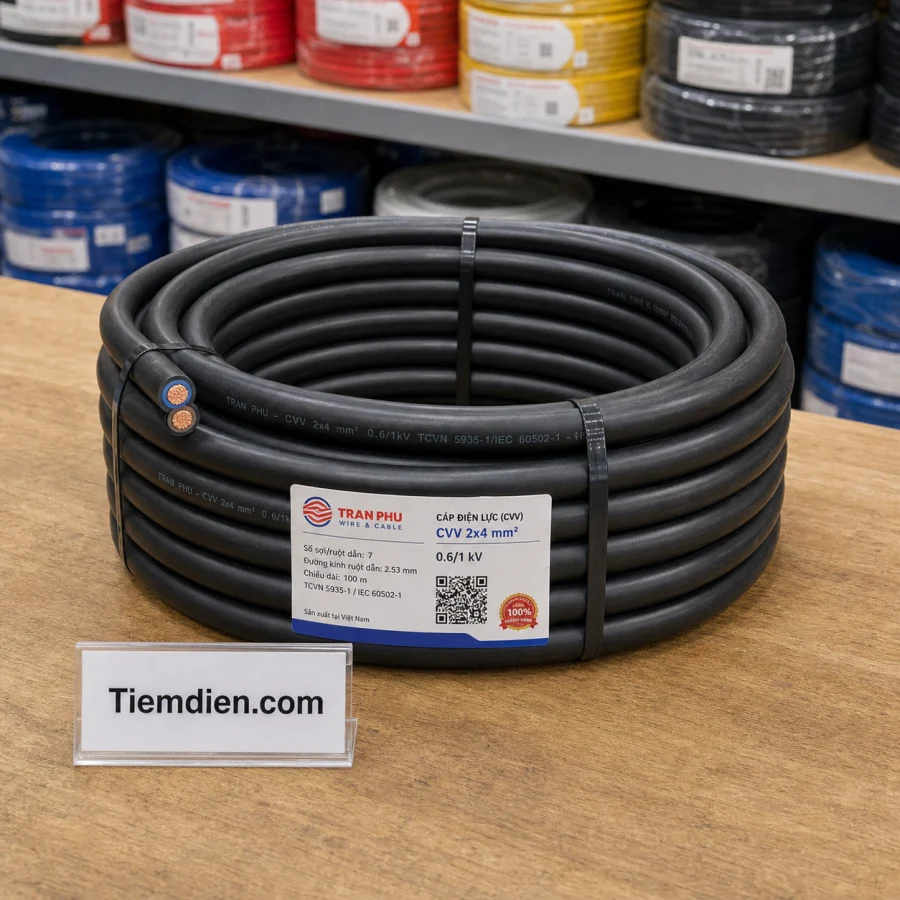 Cáp điện Trần Phú CVV 2×4mm² (mét dài)