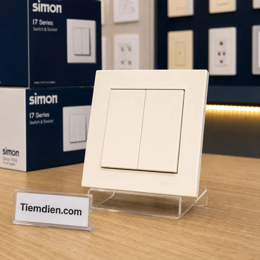 Công tắc đôi Simon i7 (trắng ngà)