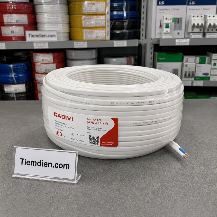 Dây điện đôi Cadivi VCmo 2×1.5mm² (cuộn 100m)