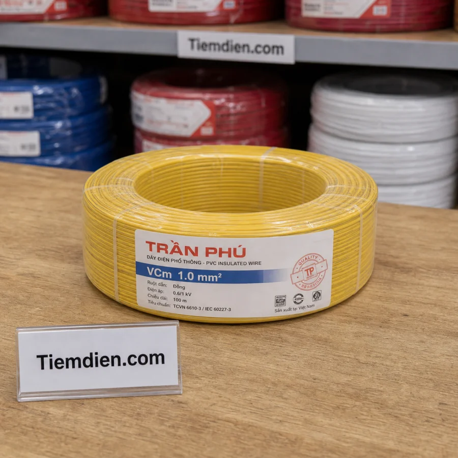 Dây điện đơn Trần Phú VCm 1.0mm² (cuộn 100m)