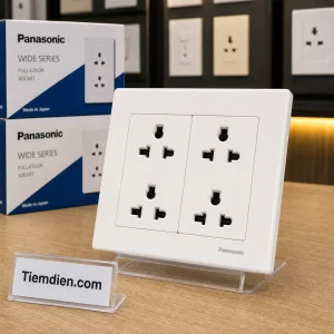 Ổ cắm đôi 3 chấu Panasonic Wide (có màn che)