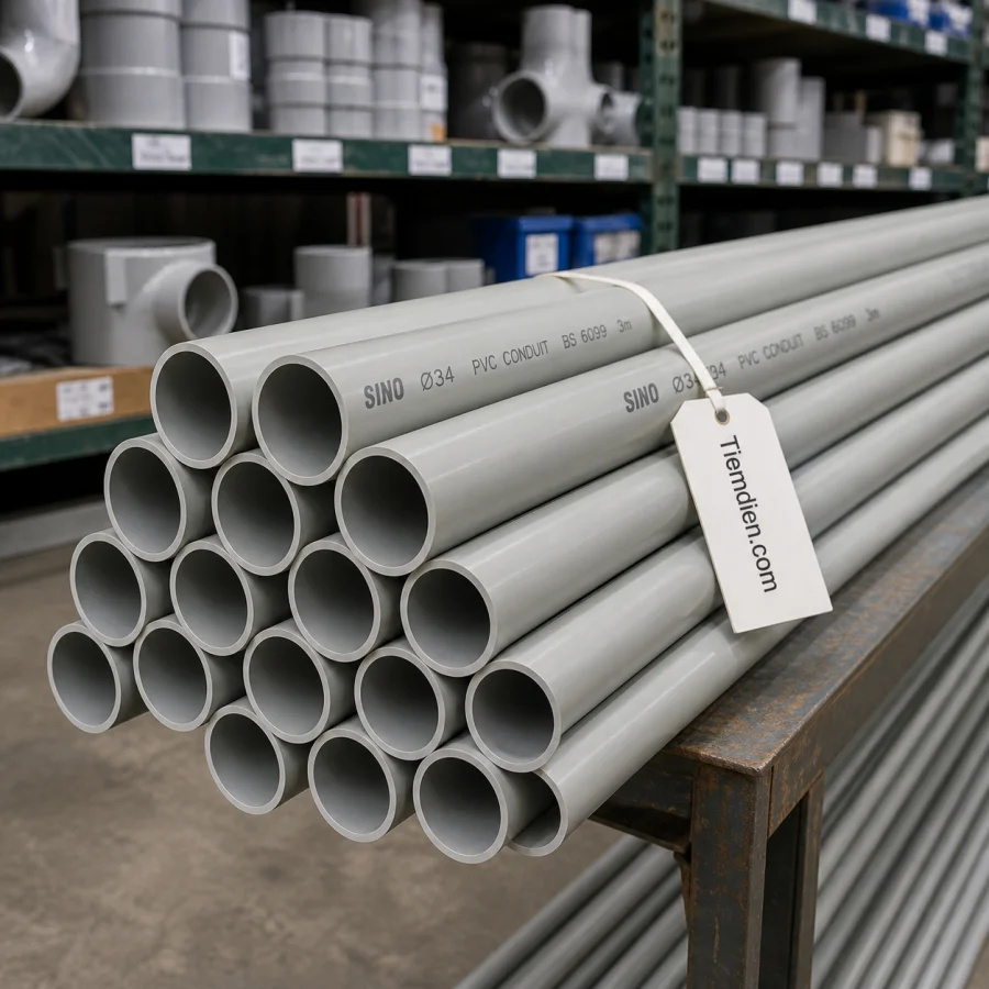 Ống luồn dây điện cứng PVC SINO Ø34mm (cây 3m)