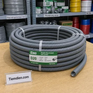 Ống ruột gà lõi thép bọc PVC Ø20mm (cuộn 30m)
