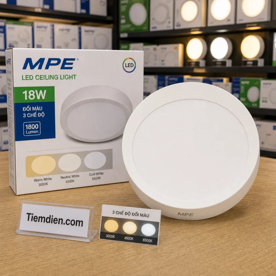 Đèn LED Ốp Trần Đổi Màu MPE 18W (3 chế độ)